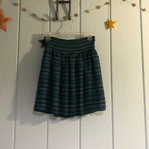Blue and green striped skirt